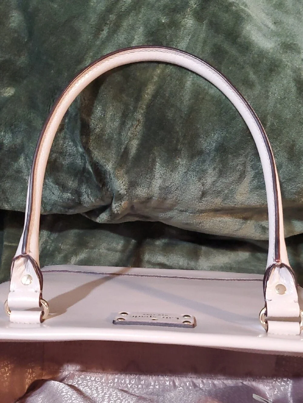 kate spade pale mauve leather tote with logo plaque